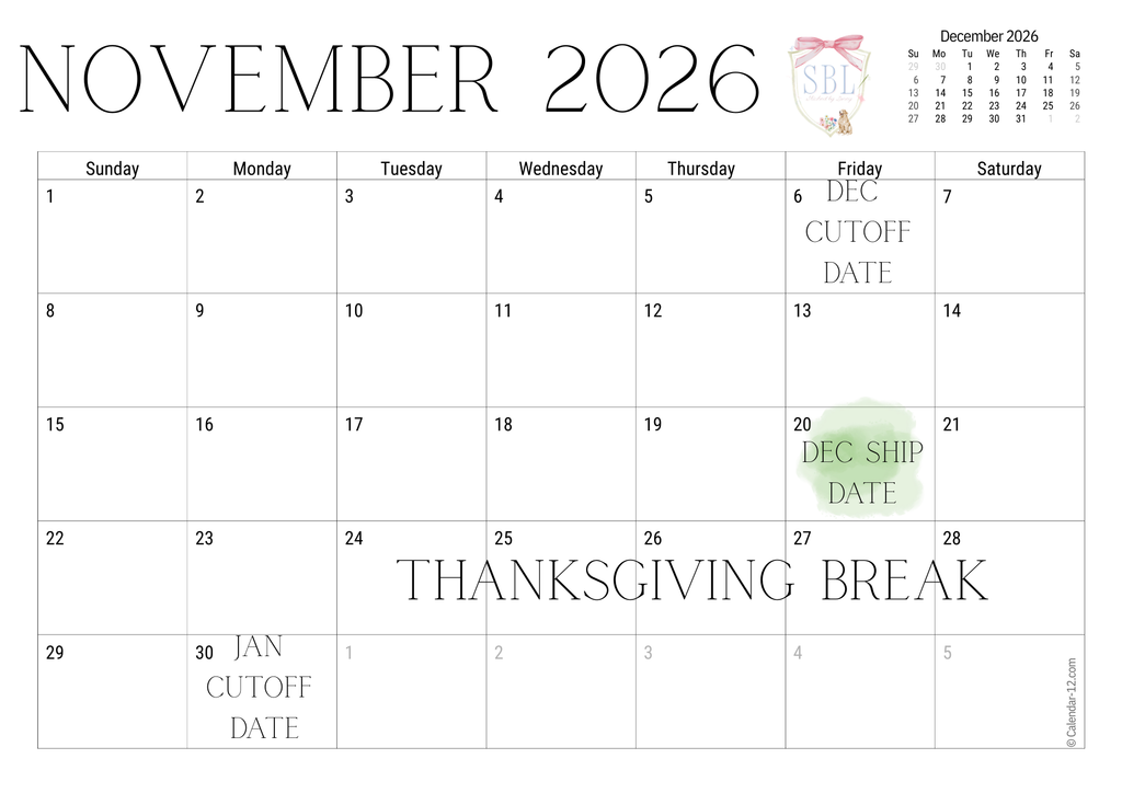 Birthday Ship Calendar