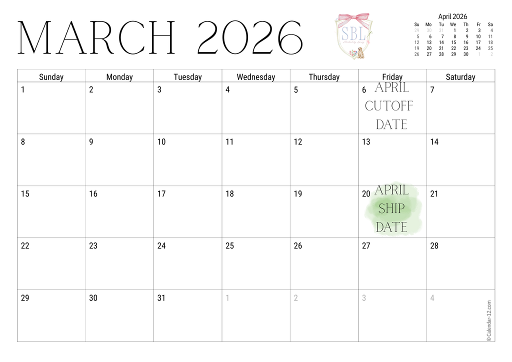 Birthday Ship Calendar