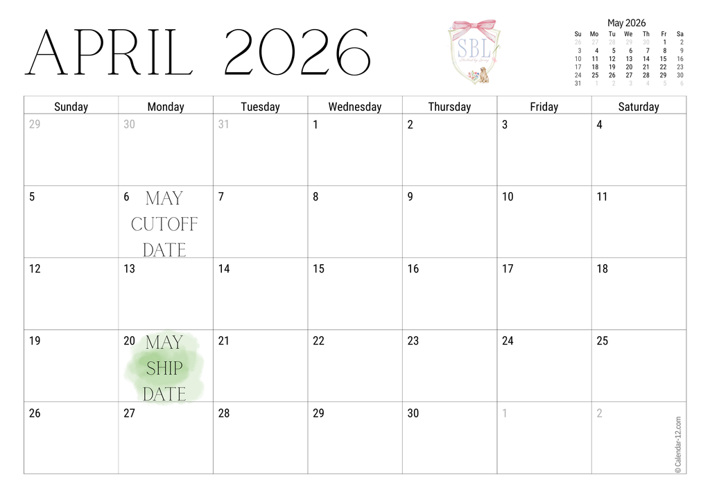 Birthday Ship Calendar