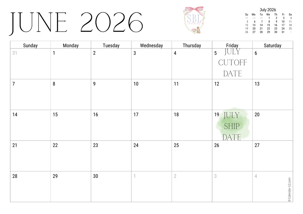 Birthday Ship Calendar
