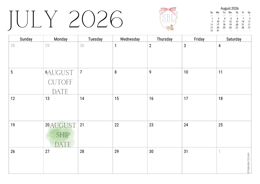 Birthday Ship Calendar