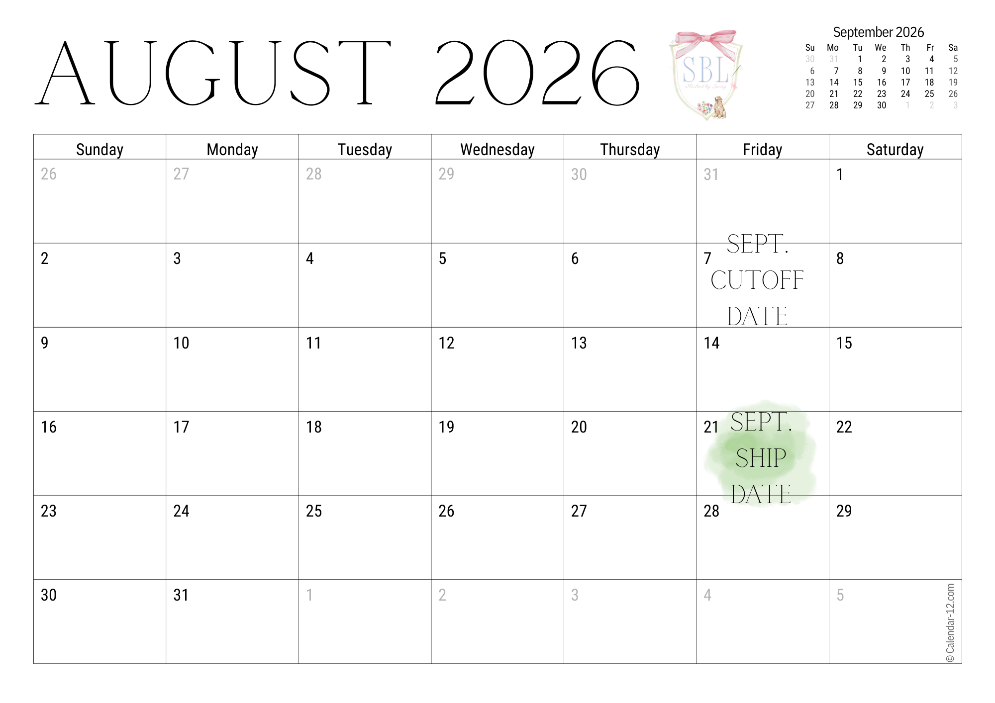 Birthday Ship Calendar