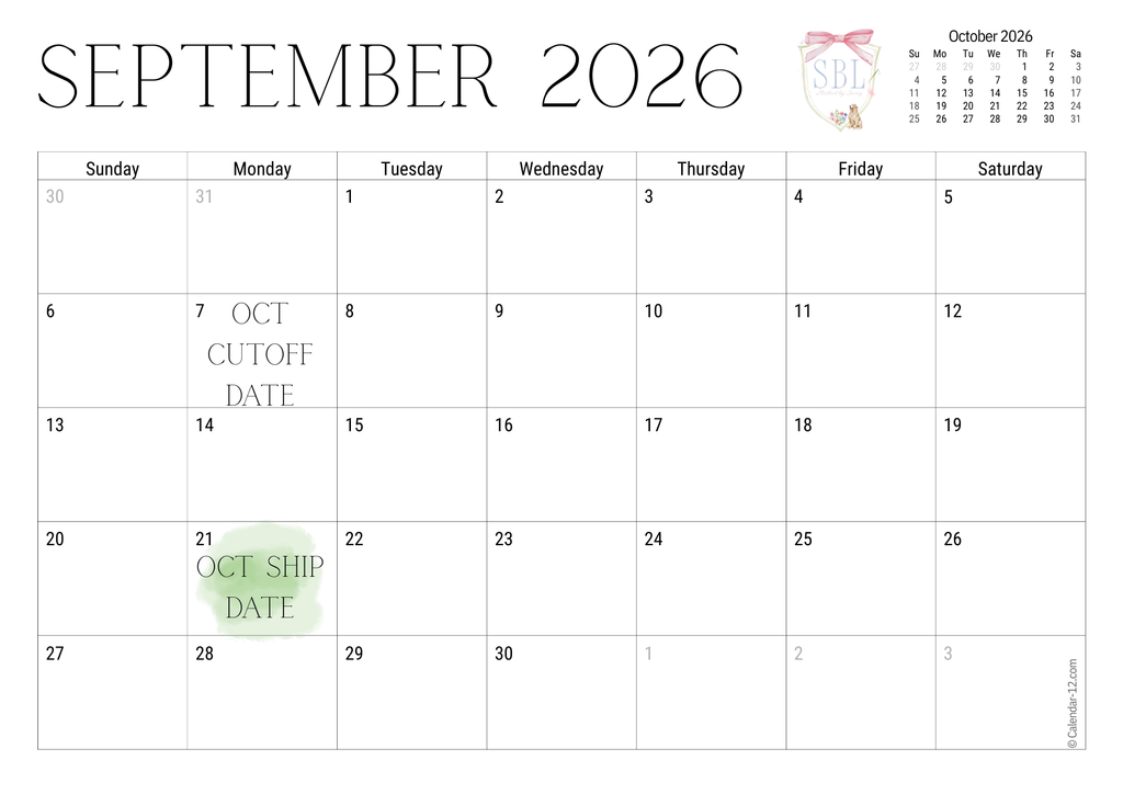 Birthday Ship Calendar